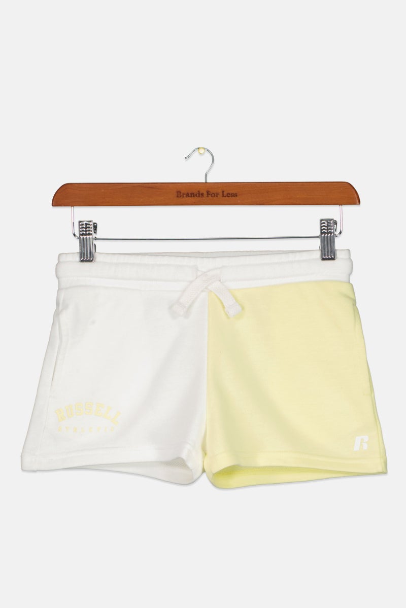 Russell Athletic Kids Girl Sportswear Fit Brand Logo Training Shorts, White - Image 1