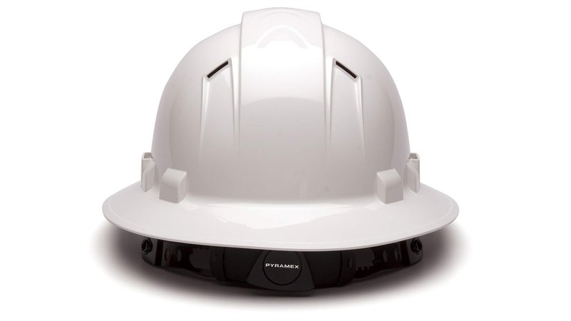 Ridgeline PYRAMEX Ridgeline Full Brim Hard Hat, Vented, 4-Point Ratchet Suspension, White - Image 4