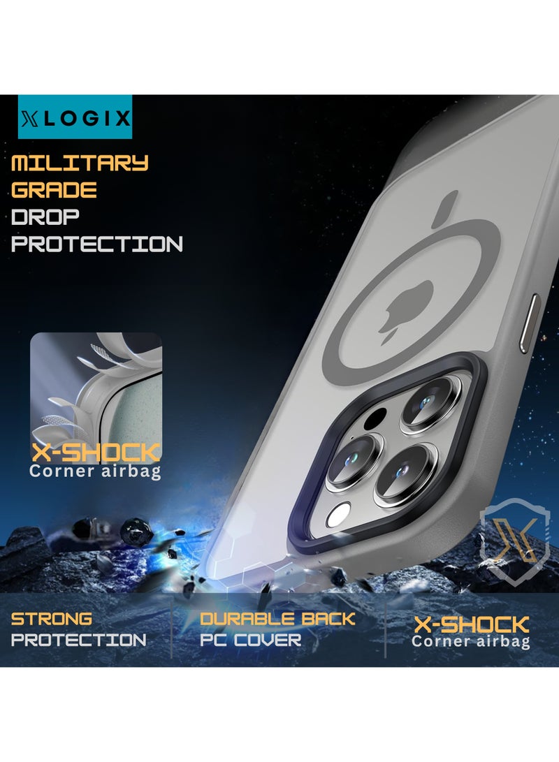 XLogix FrostX for iPhone 16 Pro Max Case, Frosted Grey - Slim Protective Cover with MagSafe Compatibility | Shockproof & Scratch-Resistant Design, FrostX Series - Image 2