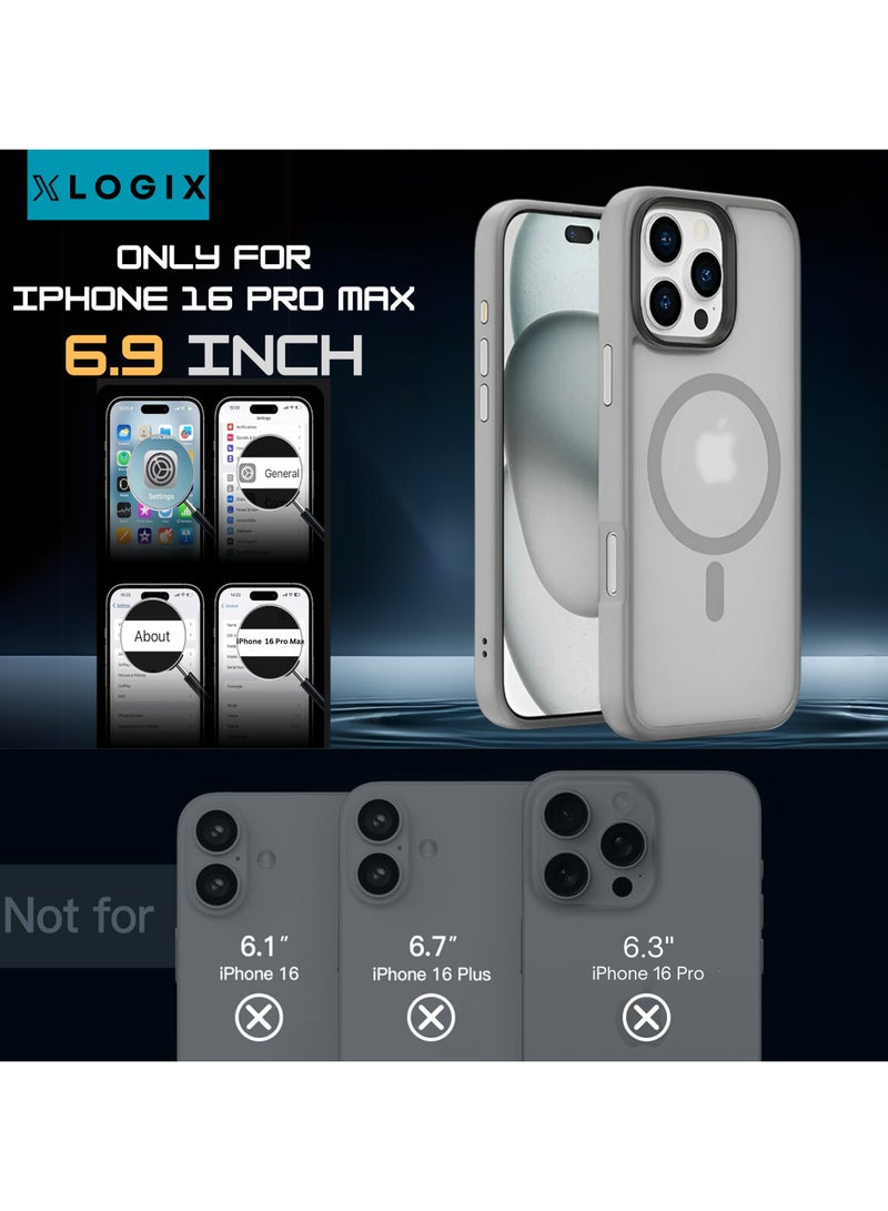 XLogix FrostX for iPhone 16 Pro Max Case, Frosted Grey - Slim Protective Cover with MagSafe Compatibility | Shockproof & Scratch-Resistant Design, FrostX Series - Image 5