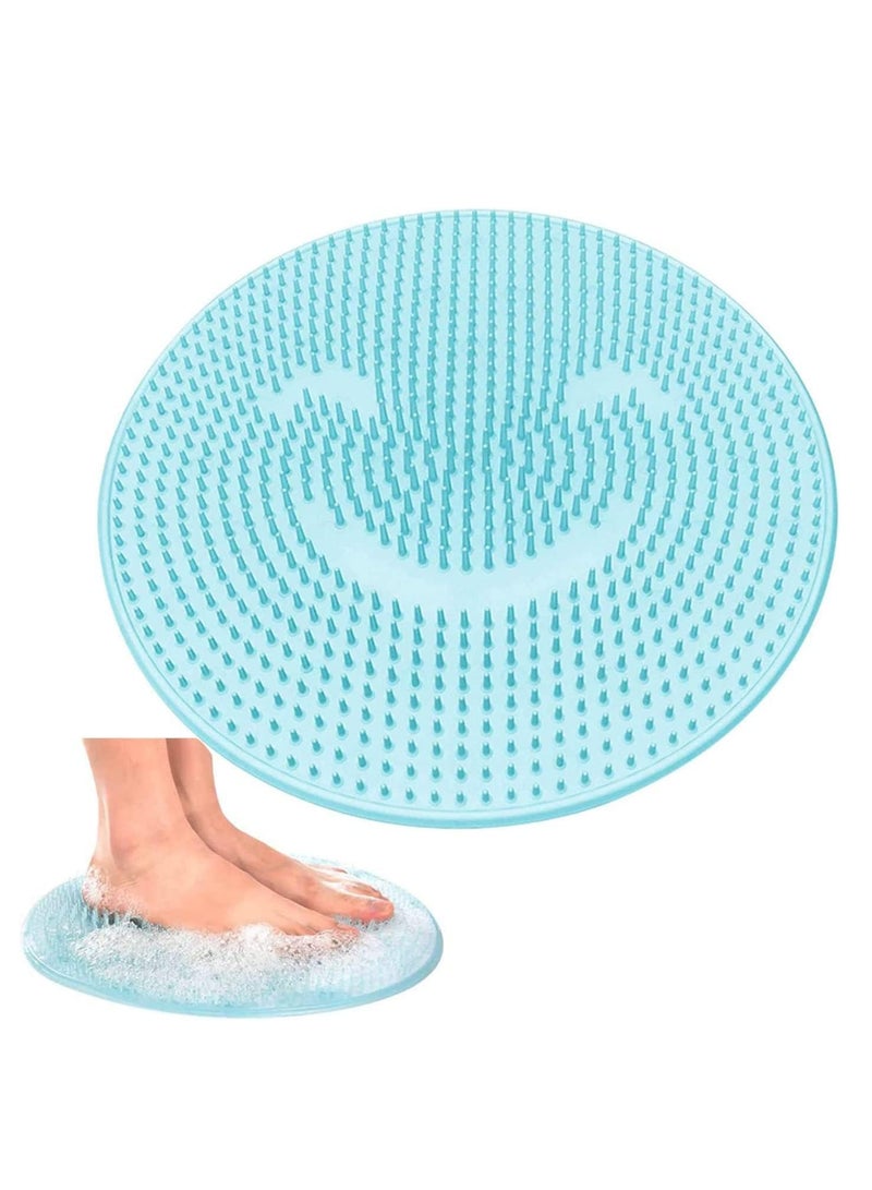 Silicone Shower Massage Brush Silicone Suction Non Slip Bath Brush Back Massage Foot Wash Dead Skin Cleaning (Blue) - Image 1