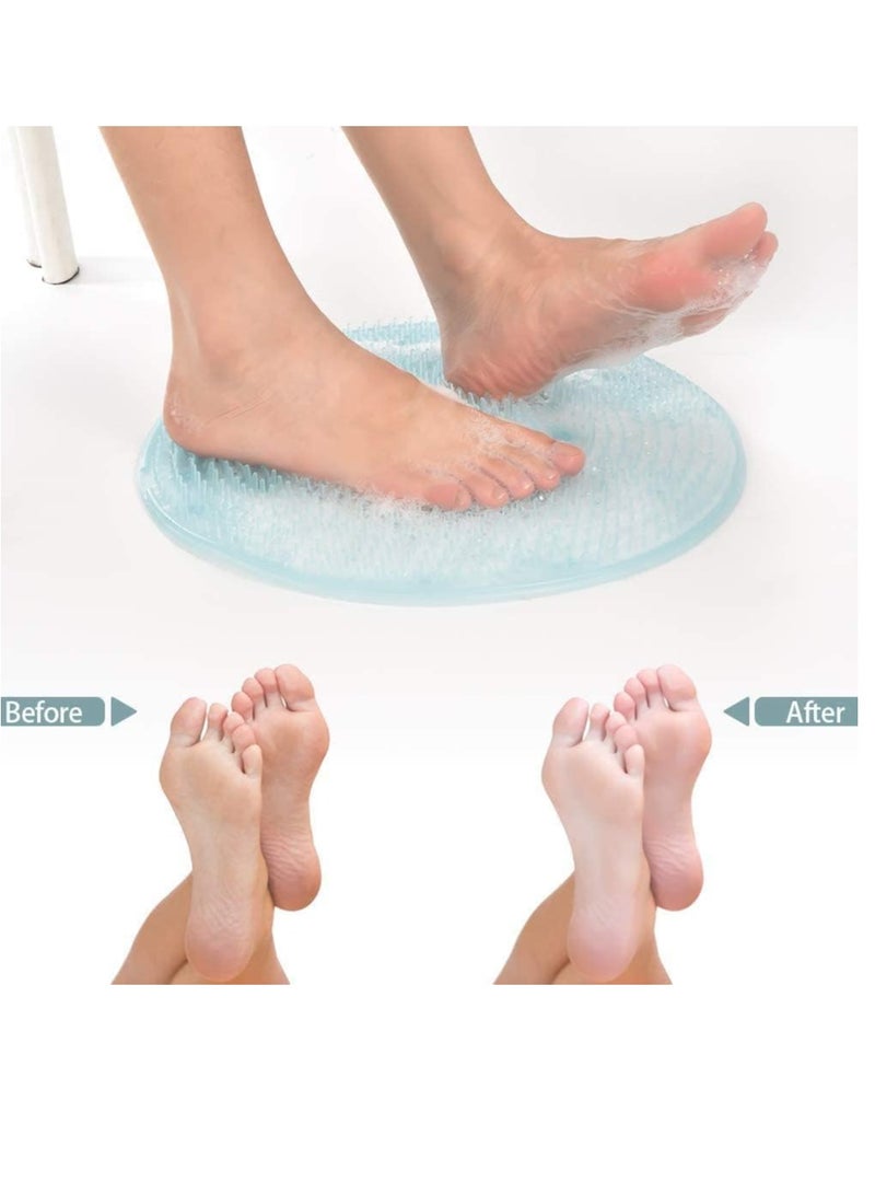 Silicone Shower Massage Brush Silicone Suction Non Slip Bath Brush Back Massage Foot Wash Dead Skin Cleaning (Blue) - Image 3