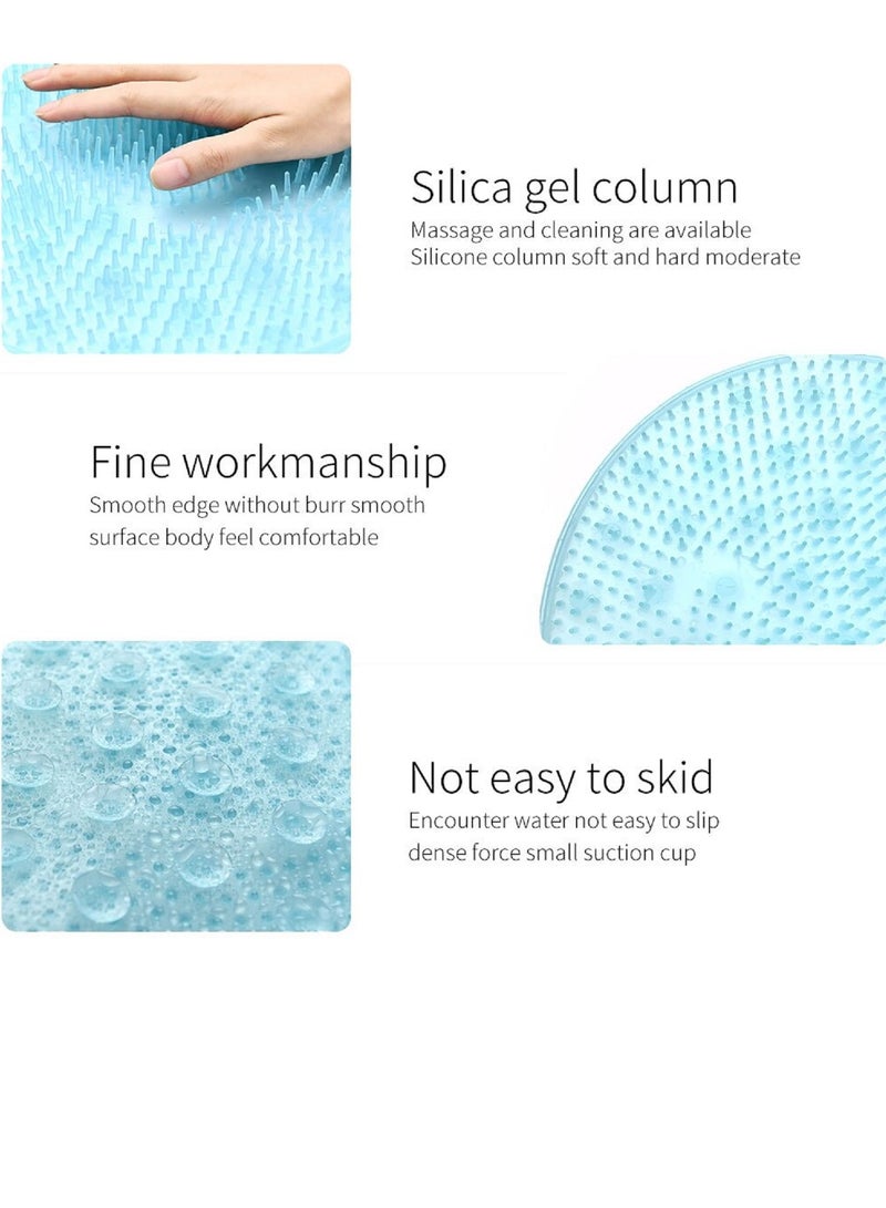 Silicone Shower Massage Brush Silicone Suction Non Slip Bath Brush Back Massage Foot Wash Dead Skin Cleaning (Blue) - Image 5