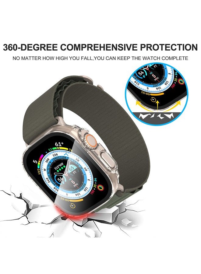 Diruite Suoman 2-Pack for Apple Watch Ultra/Ultra 2 49mm PC All-Around Screen Protector Case, Tempered Glass Screen Protector Case Ultra-Thin for iWatch Ultra/iWatch Ultra 2 49mm Protection Cover - Clear - Image 5