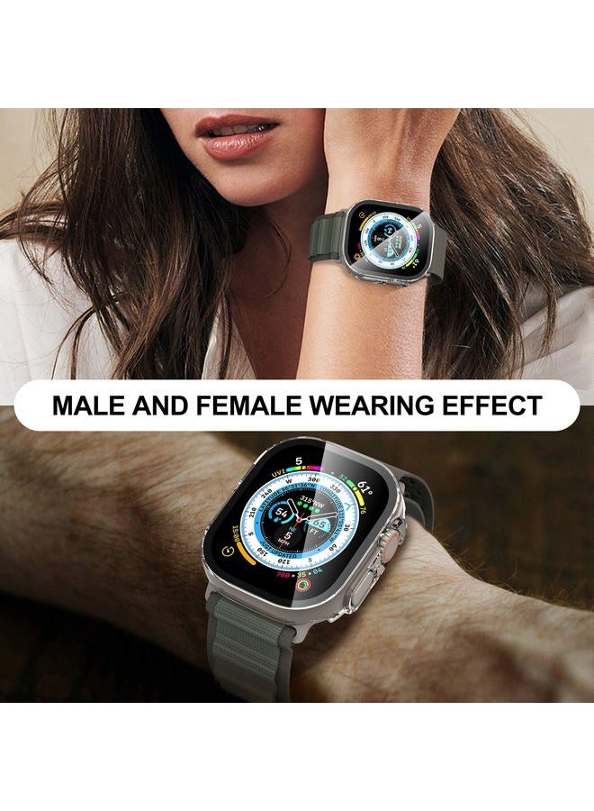 Diruite Suoman 2-Pack for Apple Watch Ultra/Ultra 2 49mm PC All-Around Screen Protector Case, Tempered Glass Screen Protector Case Ultra-Thin for iWatch Ultra/iWatch Ultra 2 49mm Protection Cover - Clear - Image 4