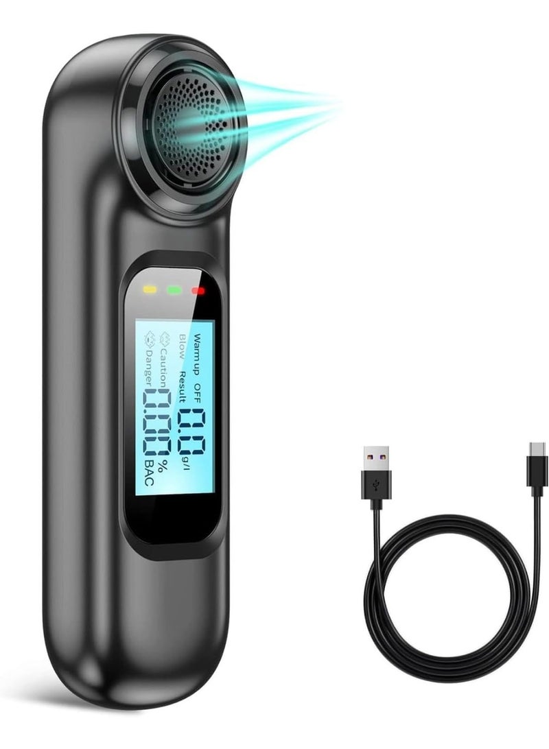 قابل للشحن Breathalyzer, المحمولة Noncontact عالية الدقة, اختبار الكحول مع شاشة رقمية, المدمجة التنفس الكحول كاشف للقيادة الآمنة, أسود - Image 1