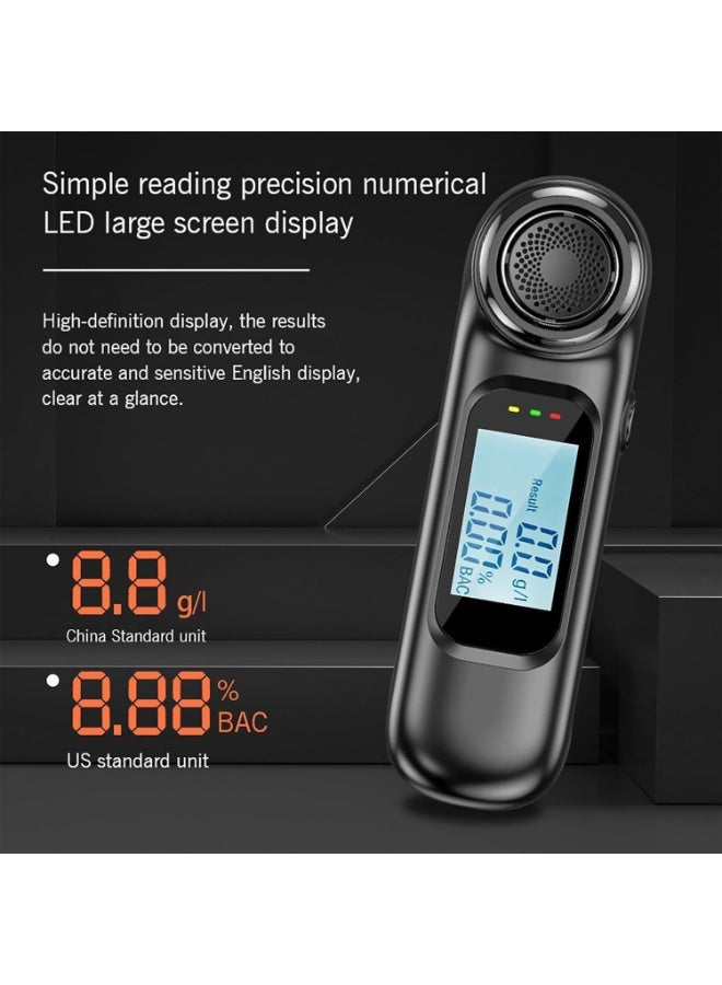 قابل للشحن Breathalyzer, المحمولة Noncontact عالية الدقة, اختبار الكحول مع شاشة رقمية, المدمجة التنفس الكحول كاشف للقيادة الآمنة, أسود - Image 3