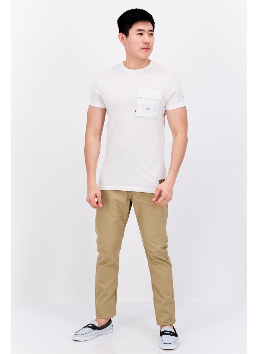 Canadian Peak Men Crew Neck Short Sleeves Brand Logo T-Shirt, White  - Image 4