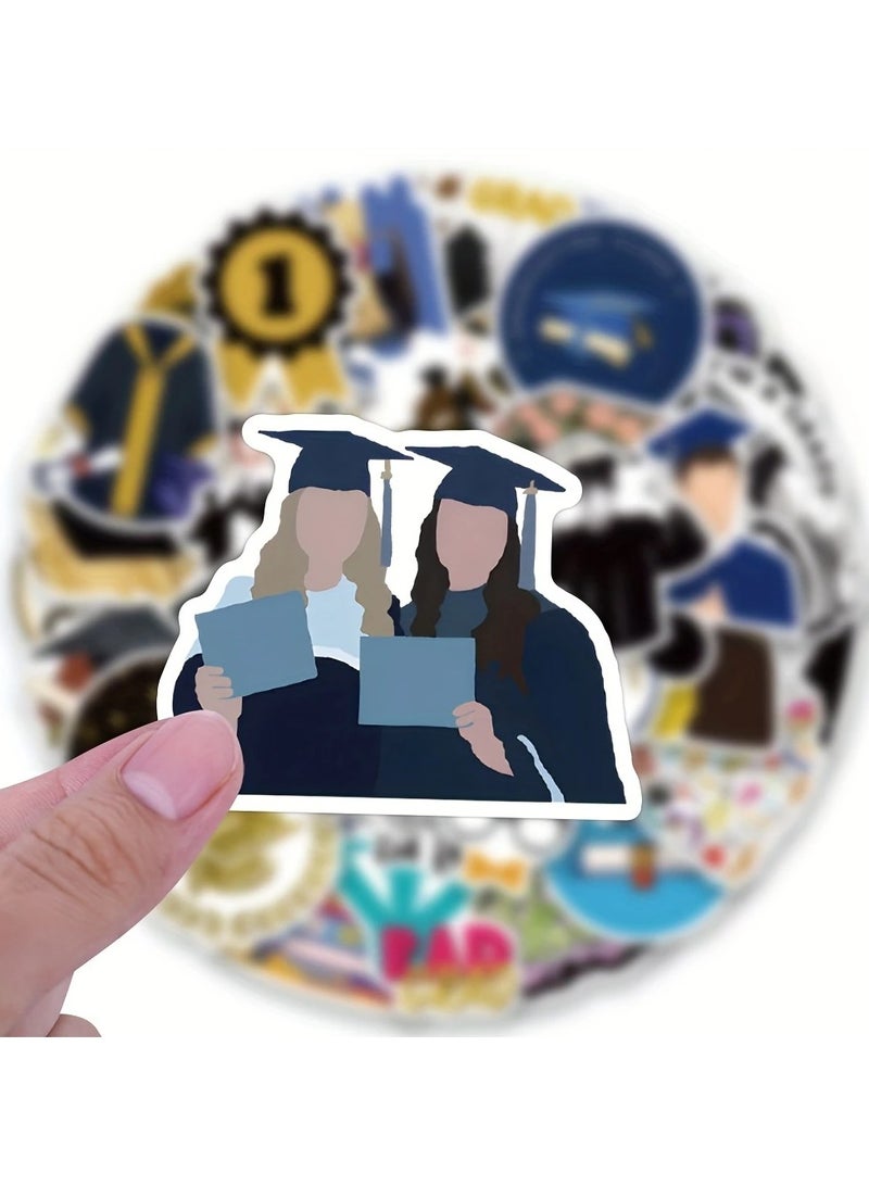 clooudiss Graduation Waterproof Stickers – 54 Fun Vinyl Cartoon Decals for Laptop, Notebook, Phone & More - Image 4