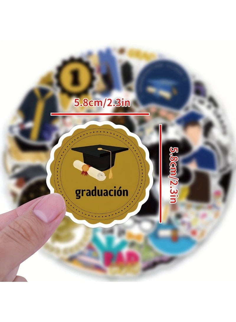 clooudiss Graduation Waterproof Stickers – 54 Fun Vinyl Cartoon Decals for Laptop, Notebook, Phone & More - Image 5