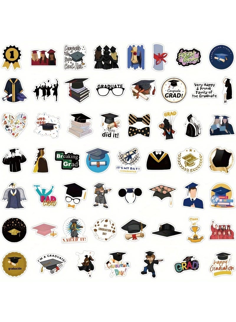 clooudiss Graduation Waterproof Stickers – 54 Fun Vinyl Cartoon Decals for Laptop, Notebook, Phone & More - Image 3