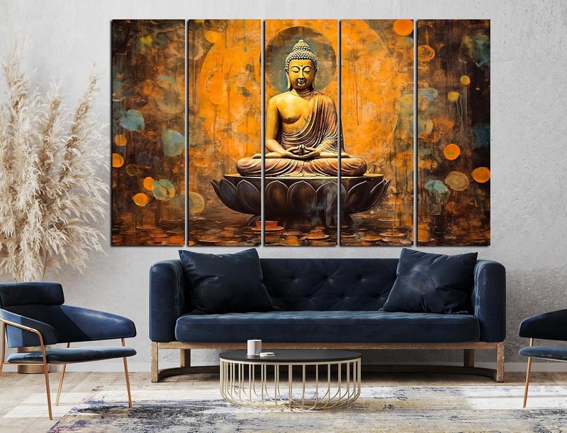 CN RETAILS Buddha Sitting Wall Paintings for Living Room Big Size Framed Wall Paintings for Home Decoration Set of 5 Frames 48x30 ss06_04 - Image 2