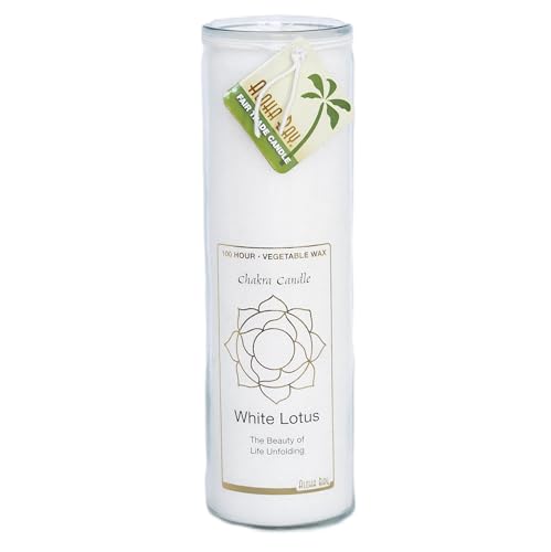 Aloha Bay Hand Made Chakra Jar Candle Lotus White | Unscented | 16 Oz | 8 Inches Tall | 100 Hours Burn | Vegetable Wax | Aloha Bay | Fair Trade Guaranteed - Image 2