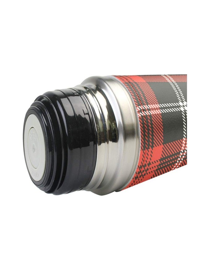 Pfrewn Red Black Plaid Vacuum Thermos Christmas Tartan Check Insulated Water Bottle Stainless Steel Double Wall Flask Bottles, Sports Coffee Travel Mug Cup Genuine Leather Cover BPA Free 17 Oz - Image 3