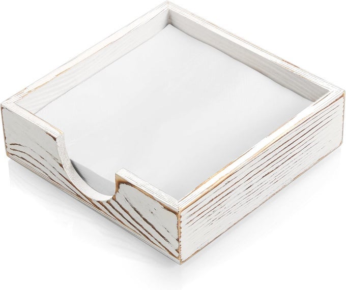 NAPKIN HOLDER FOR TABLE WHITE WASHED WOOD NAPKINS HOLDERS FOR PAPER NAPKINS FLAT NAPKIN HOLDER FOR LUNCHEON NAPKIN HOLDERS FOR KITCHEN DINNER DECOR NAPKIN DISPENSER FOR INDOOR OUTDOOR USE