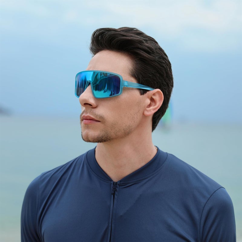 FEISEDY Sports Sunglasses, Polarized Oversized Shield for Women Men Youth, Baseball Cycling Running Outdoor Visor B2988 - Image 4