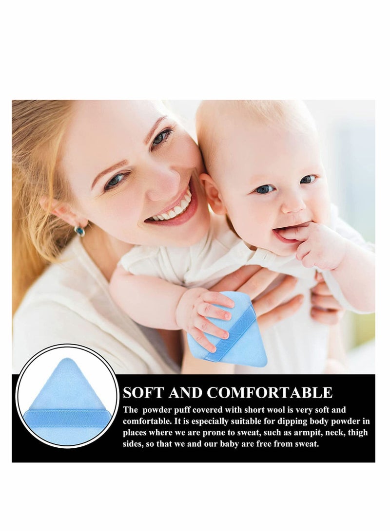 10 Soft Makeup Powder Puffs for Loose and Mineral Powder with Strap for Contouring and Under Eye Application in Blue - Image 4