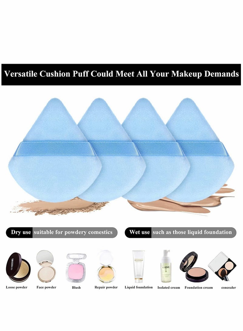 10 Soft Makeup Powder Puffs for Loose and Mineral Powder with Strap for Contouring and Under Eye Application in Blue - Image 2