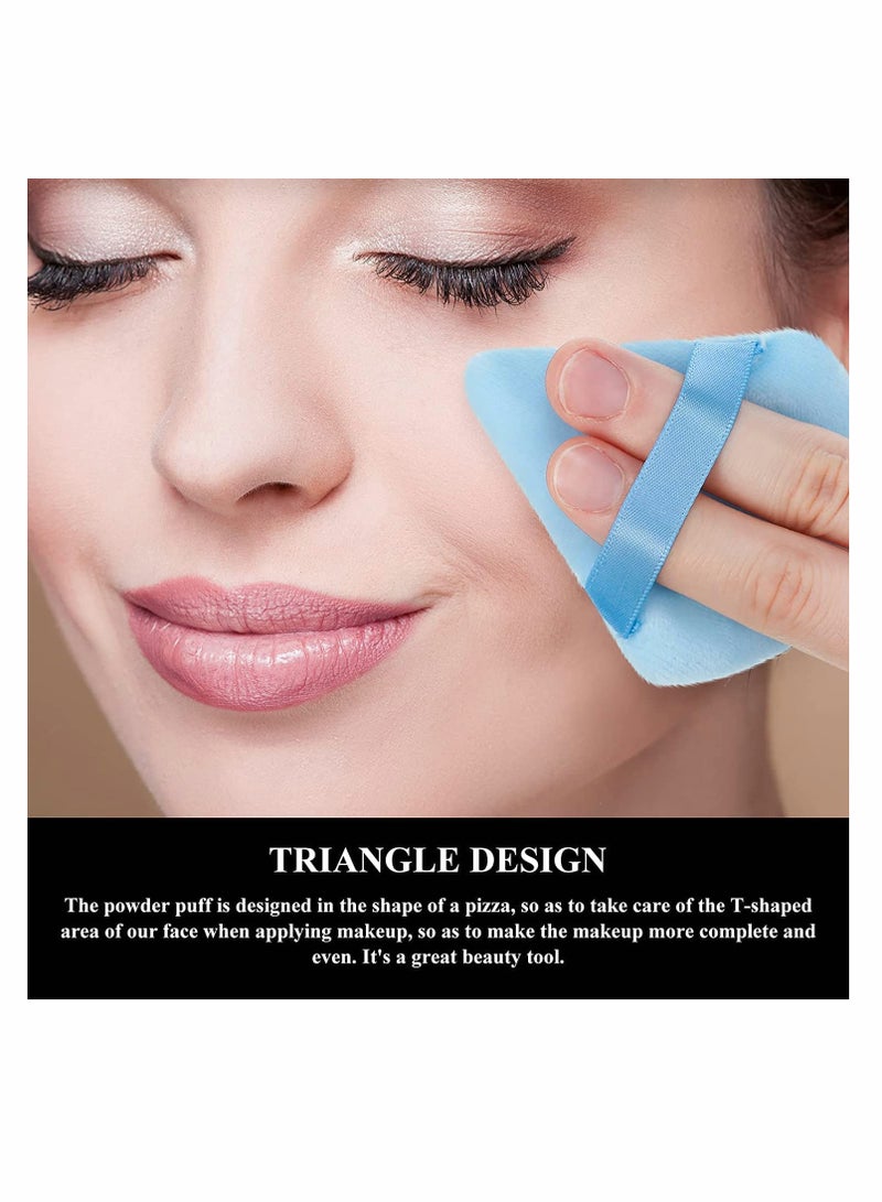 10 Soft Makeup Powder Puffs for Loose and Mineral Powder with Strap for Contouring and Under Eye Application in Blue - Image 3