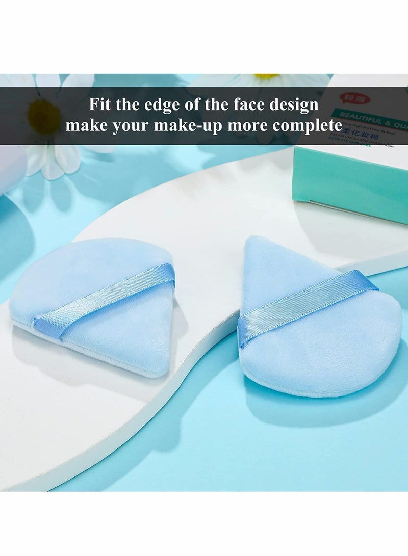 10 Soft Makeup Powder Puffs for Loose and Mineral Powder with Strap for Contouring and Under Eye Application in Blue - Image 5