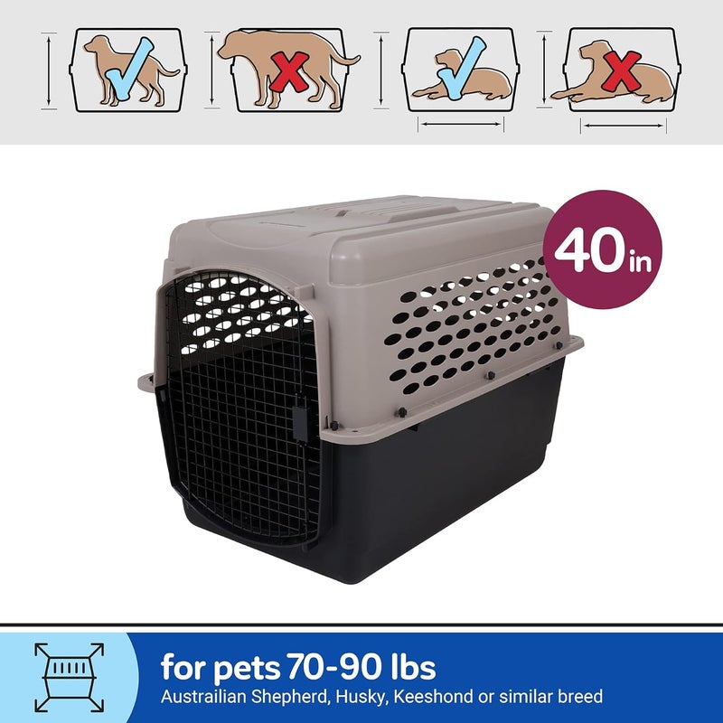 Petmate Vari Dog Kennel - Portable Dog Carriers & Crates for Large Dogs, Airline-Friendly, Durable Plastic, Pet Carrier For Home and Travel, 40 Inches, Taupe and Black - Image 3