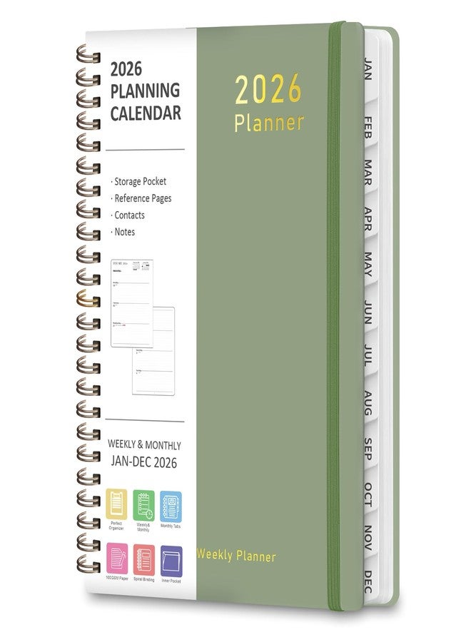 VALOME 2026 Planner - Weekly and Monthly Planner Spiral Bound, January 2026 - December 2026, Hardcover 2026 Calendar Planner Book with Tabs, Inner Pocket, Perfect for Office Home School Supplies - A5 (6.3“ x - Image 1