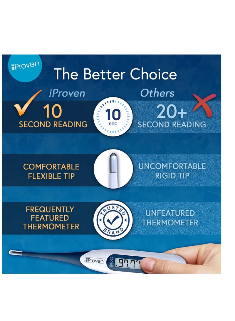 آي بروفن ميزان حرارة عن طريق الفم، يتم قياسه في 10 ثوانٍ، ميزان حرارة طبي رقمي للبالغين والأطفال - Image 2