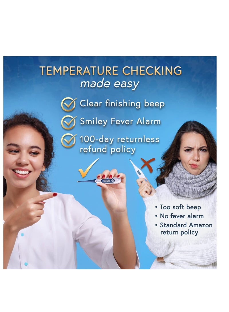 آي بروفن ميزان حرارة عن طريق الفم، يتم قياسه في 10 ثوانٍ، ميزان حرارة طبي رقمي للبالغين والأطفال - Image 3