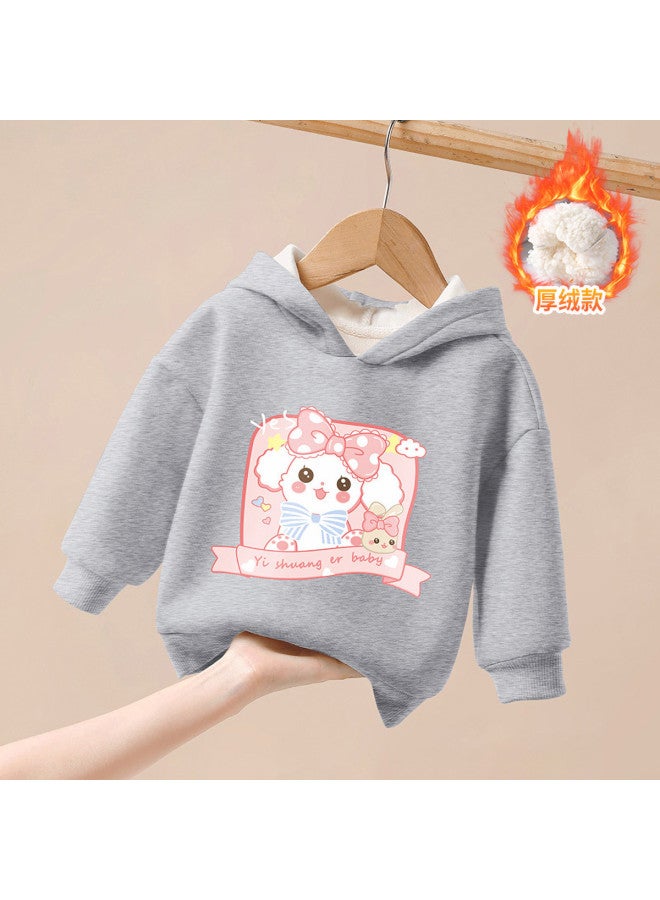 YISHUANGER Baby And Toddler Hoodie, Girls' Fleece Hooded Sweatshirt With Raglan Sleeves Winter Infant Top - Image 2