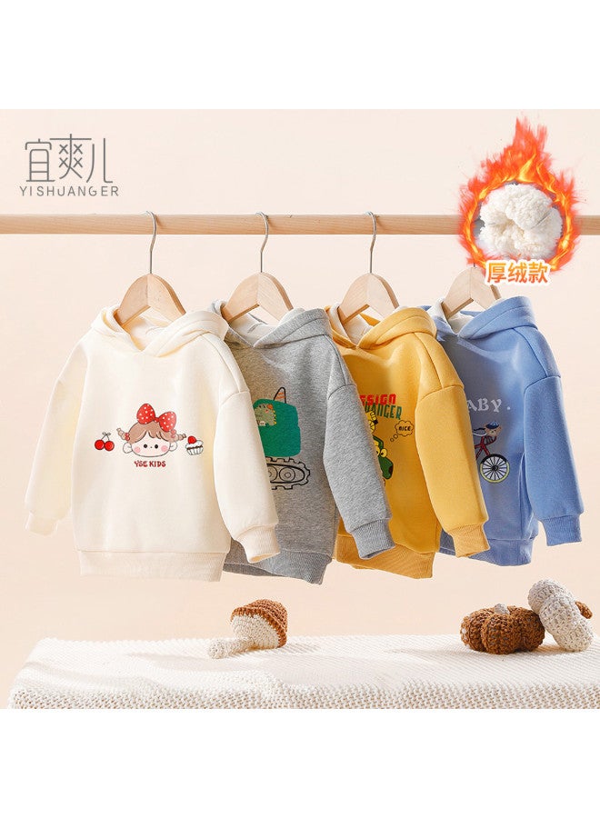 YISHUANGER Baby And Toddler Hoodie, Girls' Fleece Hooded Sweatshirt With Raglan Sleeves Winter Infant Top - Image 3