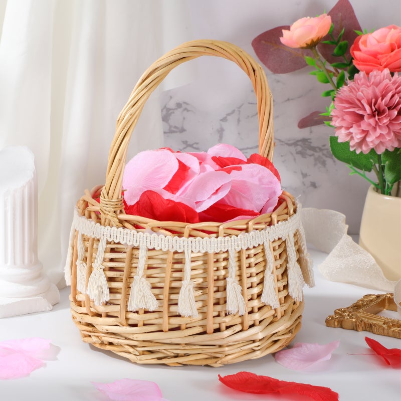 1pc Bride Basket Photo Prop Portable Woven Flower Basket Party Supply (Small) - Image 3