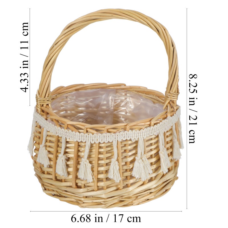 1pc Bride Basket Photo Prop Portable Woven Flower Basket Party Supply (Small) - Image 2