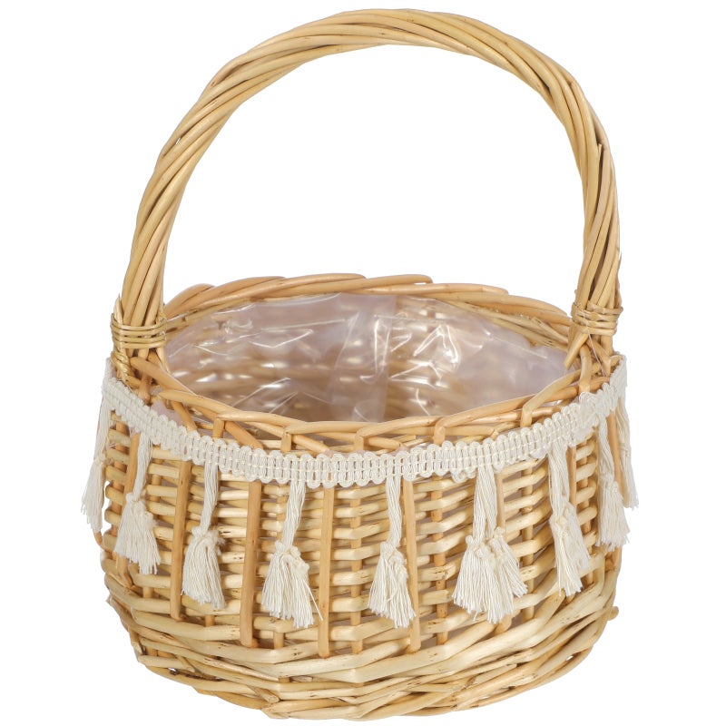 1pc Bride Basket Photo Prop Portable Woven Flower Basket Party Supply (Small) - Image 1