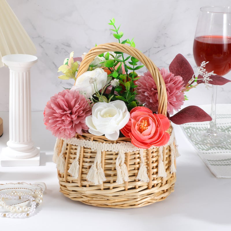 1pc Bride Basket Photo Prop Portable Woven Flower Basket Party Supply (Small) - Image 4