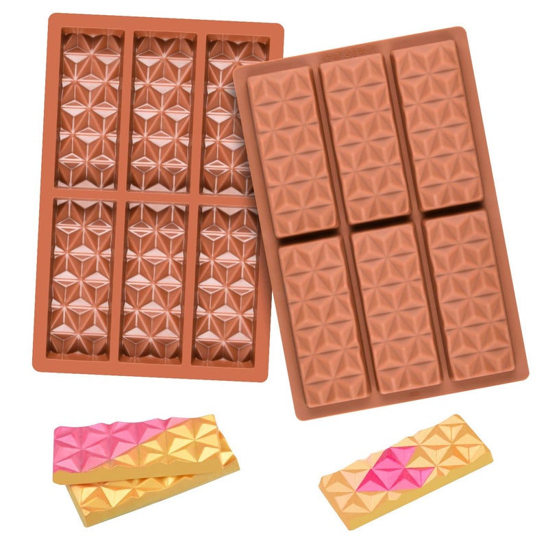 Fimary 2 Pcs Break Apart Chocolate Molds Silicone Deep Stuffed Candy Bar Molds Silicone Shapes Silicone Molds for Wax Melts LargePyramid