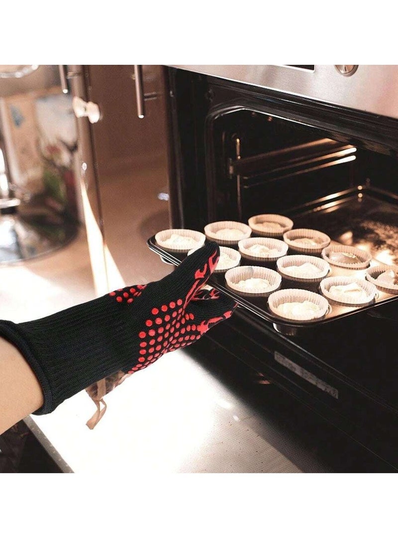 Generic One pair of High Temperature Resistant Gloves, Fire-resistant And Flame-retardant, Microwave Oven, Insulated Baking, Silicone Anti Slip Barbecue Gloves, BBQ Supplies ﻿  - Image 3
