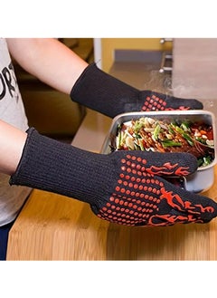Generic One pair of gloves, High Temperature Resistant Gloves, Fire-resistant And Flame-retardant, Microwave Oven, Insulated Baking, Silicone Anti Slip Barbecue Gloves, BBQ Supplies ﻿  - Image 3