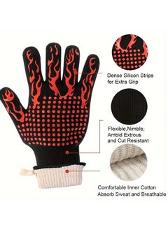 Generic One pair of gloves, High Temperature Resistant Gloves, Fire-resistant And Flame-retardant, Microwave Oven, Insulated Baking, Silicone Anti Slip Barbecue Gloves, BBQ Supplies ﻿  - Image 4