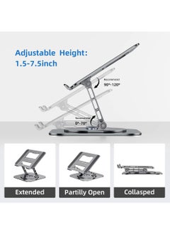 Rock Pow Laptop Stand Adjustable Computer Stand Ergonomic Laptop Riser with 360° Rotating Base Notebook Stand Compatible with All 10-17” Laptops  - Image 3