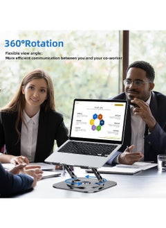 Rock Pow Laptop Stand Adjustable Computer Stand Ergonomic Laptop Riser with 360° Rotating Base Notebook Stand Compatible with All 10-17” Laptops  - Image 2