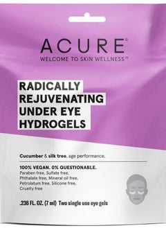 Acure Organics Radically Rejuvenating Under Eye Hydrogel Mask (Pack of 2) with Cucumber and Silk Tree, for Age Performance.236 fl. oz. 