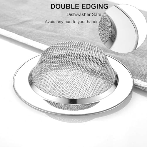 LASSHSWA 2 PCS Kitchen Sink Strainer Stainless Steel, Kitchen Sink Drain Strainer， Sink Strainers with Large Wide Rim 4.5" Diameter for Kitchen Sinks - Image 3
