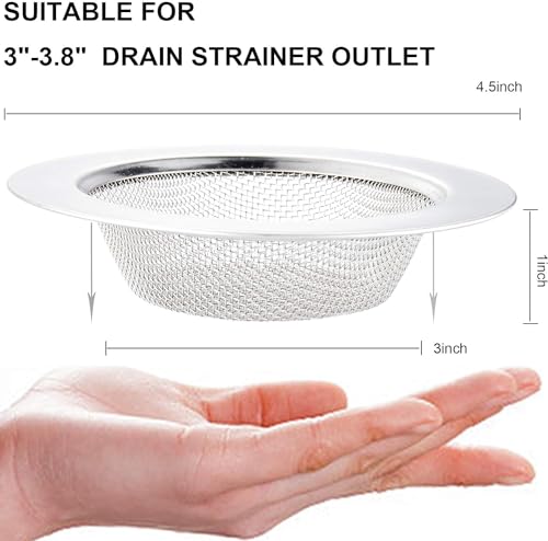 LASSHSWA 2 PCS Kitchen Sink Strainer Stainless Steel, Kitchen Sink Drain Strainer， Sink Strainers with Large Wide Rim 4.5" Diameter for Kitchen Sinks - Image 2
