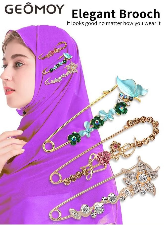 جيموي ثلاث قطع من بروش الأزياء النسائية ملاقط مستخدمة للشال واللفاع والسترة زينات اصطناعية للنساء - Image 1