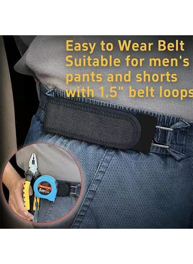 2Pcs Belt Men, Buckleless Belt for Men, Outdoor Velcro Single-Sided Buckleless Nylon Belt, Comfortable Mens Belt for Business Travel and Office Wear, Stretchable Belt with Metal Hook, for Men Women - Image 4