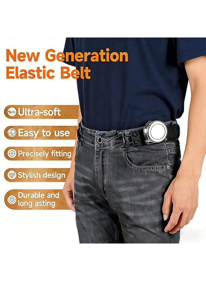 2Pcs Belt Men, Buckleless Belt for Men, Outdoor Velcro Single-Sided Buckleless Nylon Belt, Comfortable Mens Belt for Business Travel and Office Wear, Stretchable Belt with Metal Hook, for Men Women - Image 3