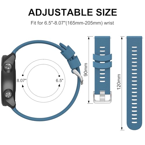 Tobfit 20mm Straps Compatible with Garmin Forerunner 165/165 Music, Forerunner 55/158,245/245 Music, 645/645 Music Band for Women Men, Silicone Strap for Garmin Watch-Light Blue - Image 3