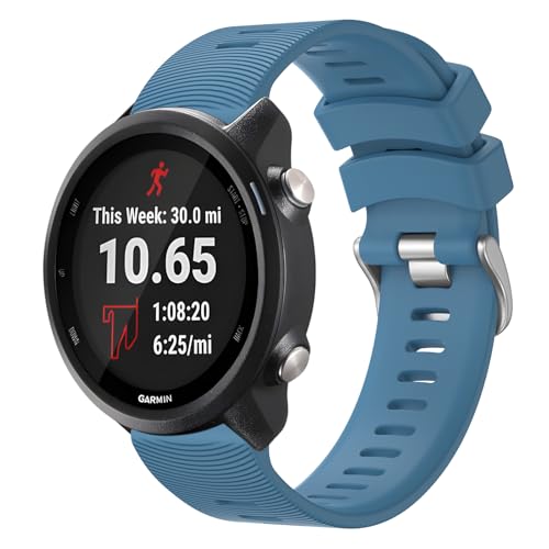 Tobfit 20mm Straps Compatible with Garmin Forerunner 165/165 Music, Forerunner 55/158,245/245 Music, 645/645 Music Band for Women Men, Silicone Strap for Garmin Watch-Light Blue - Image 1