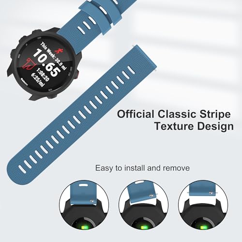 Tobfit 20mm Straps Compatible with Garmin Forerunner 165/165 Music, Forerunner 55/158,245/245 Music, 645/645 Music Band for Women Men, Silicone Strap for Garmin Watch-Light Blue - Image 4