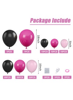 Sowide Hot Pink Black Balloon Garland Arch Kitrose Red Black And Pink Latex Balloons For Baby Shower Wedding Birthday Graduation Anniversary Bachelorette Party Background Decorations  - Image 2